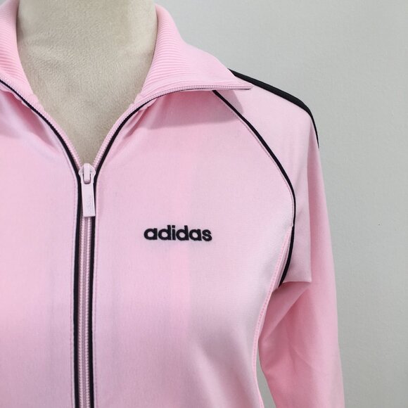 ADIDAS Pink Black Striped Long Sleeve Tracksuit Jacket - Picture 7 of 12